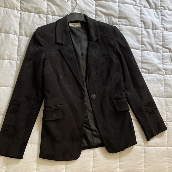 TABLE EIGHT Fitted Tuxedo Black Daisy Jacquard Lined Blazer - Picture 4 of 10